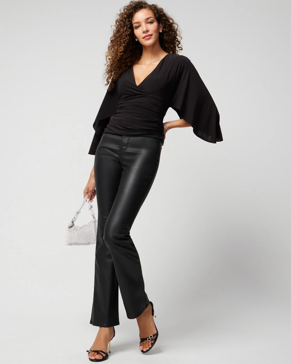 V-Neck Drape Sleeve Matte Jersey Top | White House Black Market